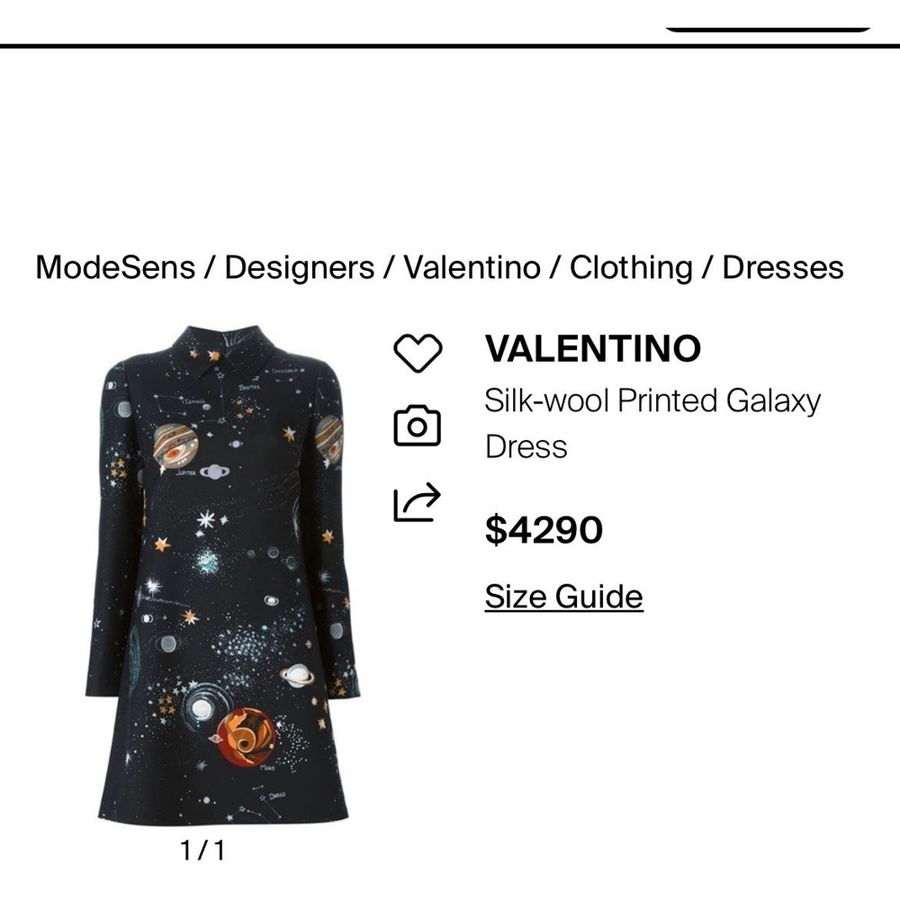 Valentino Wool Silk Galaxy Cosmic Print Dress Size 6 - Picture 9 of 9